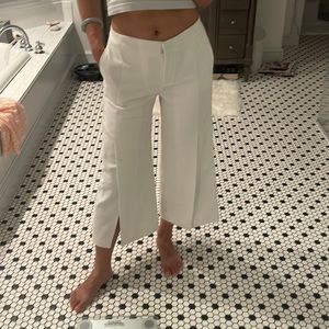 White | Black wide-leg pants